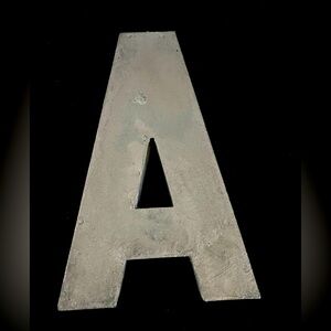 A Anthropologie Metal Zinc Industrial Letter “A” 8" x4.5"x1" Scandinavia Rustic